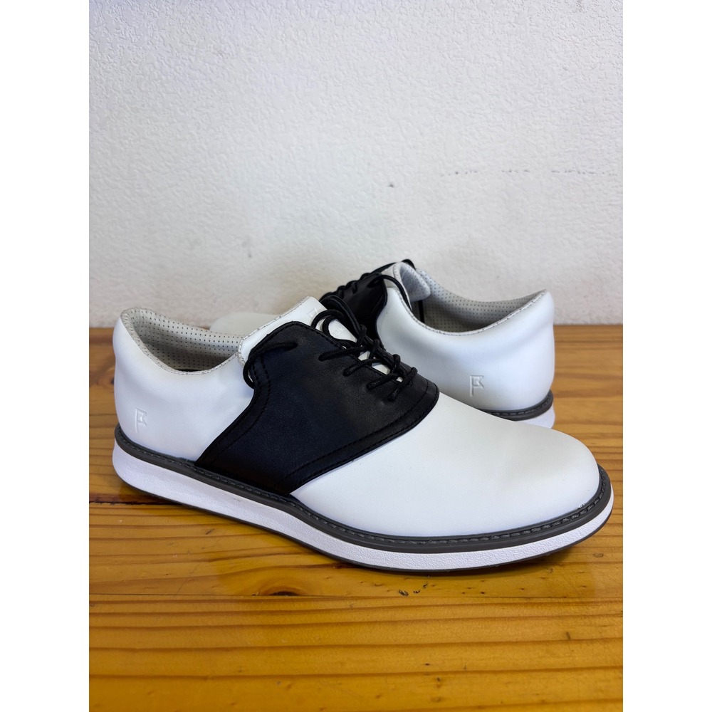 Jack Grace Golf Shoes Mens 9.5 White Black Saddle Spikeless Leather PO32 Sneaker